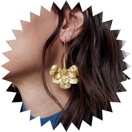 Vintage Blomster Dangle Øredobber Gull Blomster Krokhenger Øredobber Boho Pet