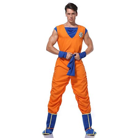 Dragon Ball Anime Son Goku Cosplay-asu miehille, aikuisten Son Goku -setti Halloween-juhliin Fancy Dress Up -asu
