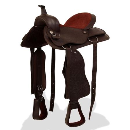 vidaXL Westernsadel träns&halsband äkta läder 17" brun Brun