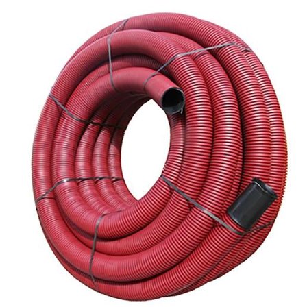PipeLife DV-rør, 50mm rød m/trekkesnor 50 meter kveil