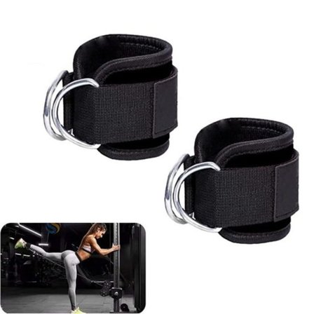 Fotremmar kabeldrag med D-ringar, vadderade fotledsremmar, gym, 2 stycken