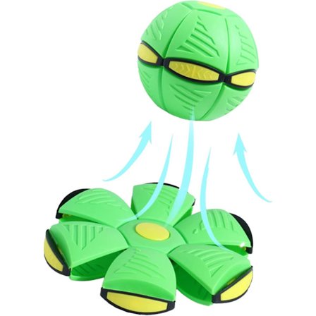 Kjæledyrleketøy Flygende Tallerken Ball, Magisk Deformasjon UFO-leketøy for Barn Kjæledyr, Hund Uteleker Flygende Ball (Grønn, Ingen lys)