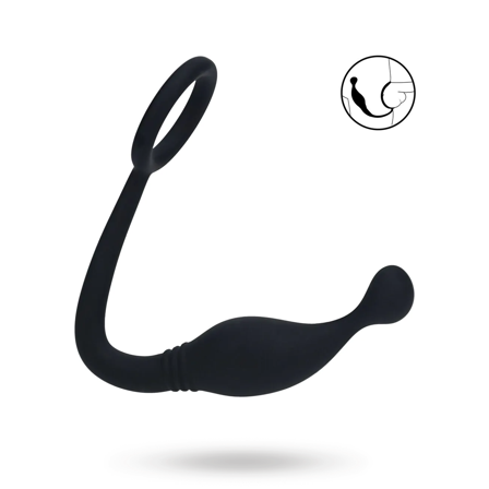 Silicone Cockring with Prostate Stimulator - M - Black - Vuxen.dk: For ham