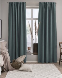 2-pack Enfärgad mörkläggningsgardin med multiband Sova Grön - Linea