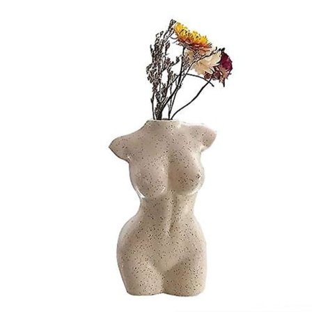 Krop Vase Kvinder Form Til Badeværelse Dekoration, Boho Blomster, Vase Til Minimalistisk, Eklektisk, Vanity Dekoration, Beige, Krop Formet