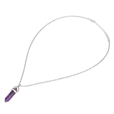 Heksagonal Healing Krystal Vedhæng Halskæde med Kæde Naturlig Sten Smykker til Mænd Kvinder Ametyst