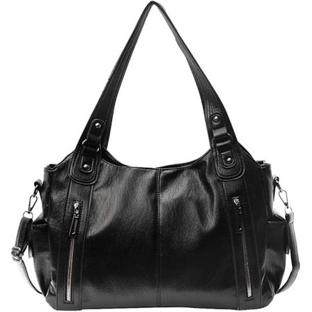 Skulderveske for kvinner med flere lommer, PU-lær Messenger Bag med glidelås, Trendy Retro Håndveske