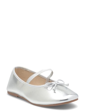 Mango Metallic Ballet Flats With Bow - Silver - 24
