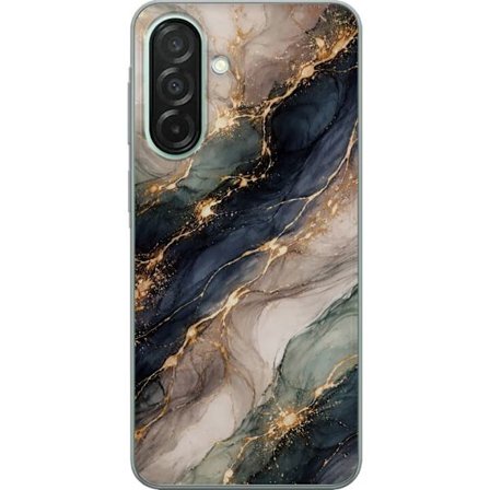 Kompatibelt Mobildeksel til Samsung Galaxy A26 Luksuriøs abstrakt marmor kunst i svart, hvitt og gull med elegante linjer, eksklusivt design for plak