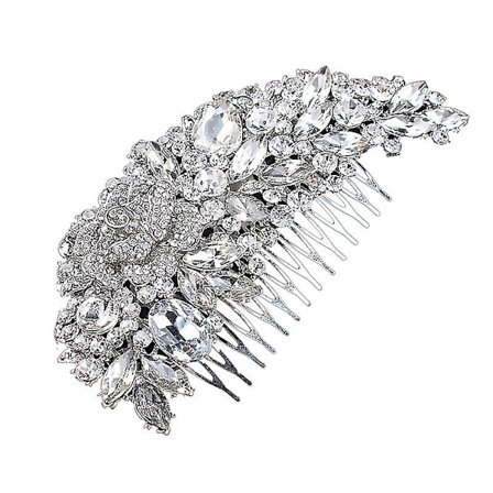 Delikat Charmerende Kvinders Brude Bryllup Krystal Rhinestones Dekoration Blomst Stil Hårkam Klip Hårnål Hår Tilbehør