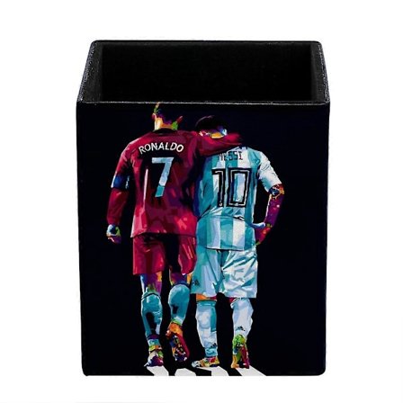 Fodboldstjerner Ronaldo og Messi Børnepenne- og Blyantsholder til Børn og Voksne Unik Stativ Skrivebordsopbevaringsboks