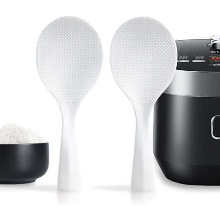 2 stk. rissleiv i plast, non-stick vertikal risskje-spatel, varmebestandig riskoker-skje (hvit)