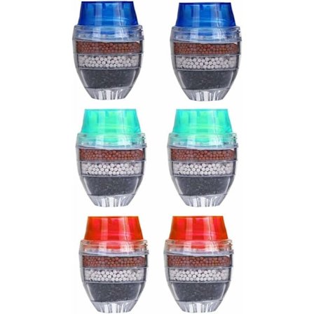 Mini kranvattenfilter 6 st runda aktivt kol 5-lagers kranvattenfilter hem renat vatten kran KLB