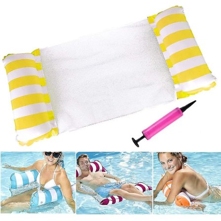Flytande Uppblåsbar Hängmatta Bojar Och Uppblåsbara Madrasser Flytande Hängmatta Pool Lounger Bärbar Flytande Uppblåsbar Pool Float Med Manuell Pump 