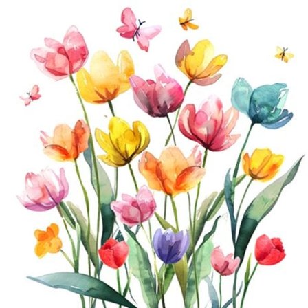 Servetter Tulpaner Fjärilar 33x33 cm 20-pack