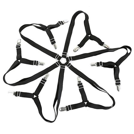 Sort Lagen med Justerbare Stropper på 6 Sider, Sengetøjsstropper, Velegnet til Alle Runde og Firkantede Madrasser-Toweter