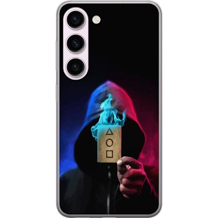 Kompatibelt Mobilskal till Samsung Samsung Galaxy S23 Squid Game Netflix affisch koreansk överlevnadsdrama serie mask huva kort retro fanart design u