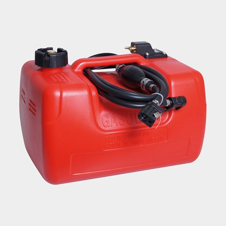Kannettava polttoainesäiliö 1852-Marine, 12 litraa, tankkimittarilla + bensiiniletku + polttoainepallo, 460 x 325 x 260 mm, polyeteeni, punainen, 