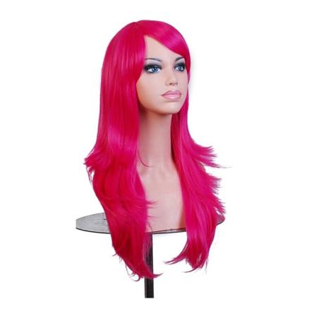Dam Kvinnor Flickor 70 cm Curly Peruker Cosplay Kostym Anime Party Silvery gray Rose red
