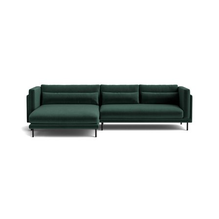 Bali Chaiselong Sofa, Venstrevendt, Riviera Grøn, Komfortabel hjørnesofa med Nozag fjedre - 295x170x76cm - Grøn Chaiselong Sofa