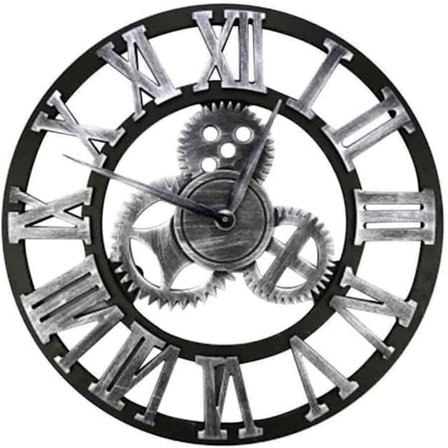16 '' Retro väggklocka i romersk stil för bar, café, hem (romersk silver, 16 '')