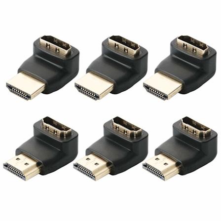6-pakkaus suorakulmainen HDMI-liitin, 90 asteen ja 270 asteen HDMI Ma