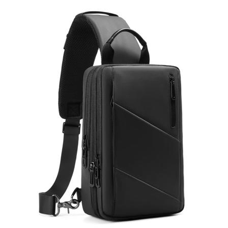 Axelväska för män Vattentät Slungväska med USB-laddningsport Crossbody Bag Bröstväska Män för Arbete Resor Cykling Vandring