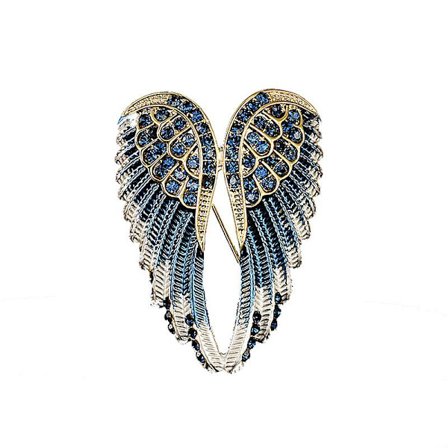 Silverfärgad brosch med kristall- och emaljänglavingar, Bluediy, bröllopsfestdekorationer, present till festgåvor