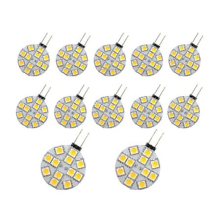 12 st G4 Puck-lampor LED-lampor Sidpinnsbas Rund G4 5050 12smd LED Rv Camper-lampa Hemläsningslampa