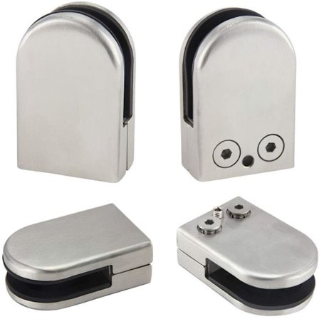 4 stk. Glassfester 6-8mm Glassklemmer, Justerbar Koblingsklemme, for Balustrade Trapp Rekkverk Vindu, Sølv