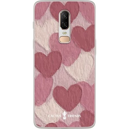 Kompatibel Mobilcover til OnePlus OnePlus 6 Cactus and Friends - Blush Paper Hearts