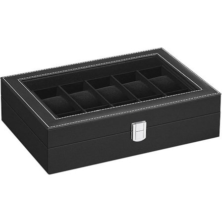 Urkasse med 12 rum - urkasse - glaslåg - aftagelige puder - metallås