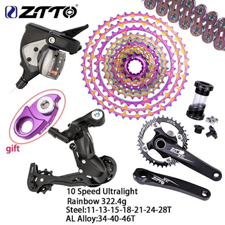 ZTTO Ultralight 10 Speed ​​Shift Set MTB Bike 32/34/36T Kedjehjul Vevsats 11-46/50T Cassette Groupset 1X10 Bakväxel del