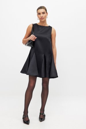 NA-KD Robe courte volumineuse en satin - Robes de fête - Noir - EU 36