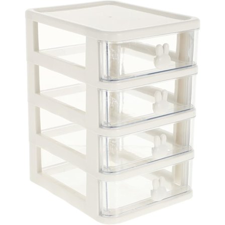 Plastik Opbevaringsskuffe, 21X17cm 4 Lag Multifunktionelt Skrivebordsopbevaringsskab Opbevaringsbeholdere med Skuffer Mini Skuffer Organizer til Hjem,