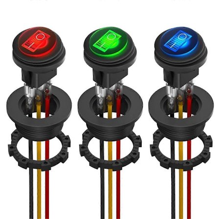 Rund vippekontakt 12V 20A UL-listet vandtæt marine rund kontakt LED-belyst tænd/sluk-kontakt [D]