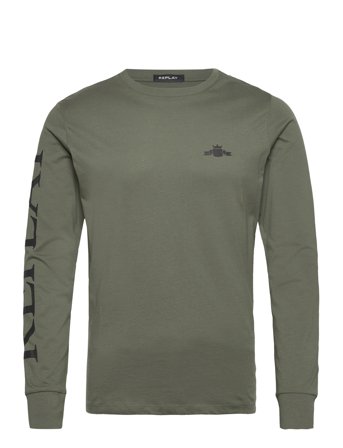 Replay Long-Sleeved T-Shirt Regular - Khaki green - M