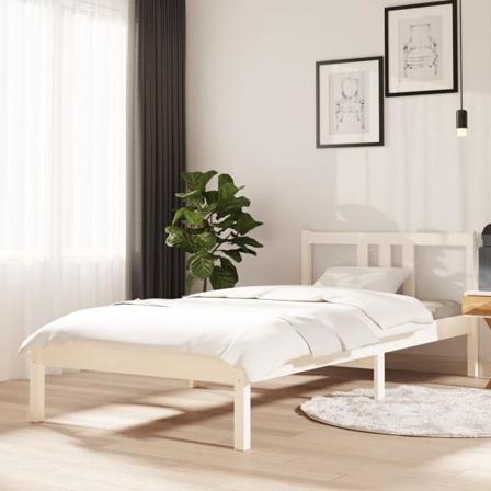 Vidaxl Sängram Vit Massivt Trä 90x200 Cm Vit