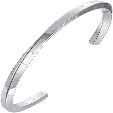 1 stk. Viking Mobius Armbånd i Rustfrit Stål Nordisk, Sølvfarvet Stift Sammenflettet med Runer, Gave til Mænd