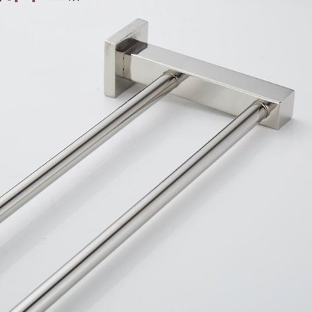 Dubbel handdukshängare, 60 cm självhäftande eller väggmonterad handduksstång i rostfritt stål, badrumsköksställ B