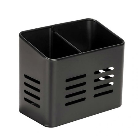 Baco bestikkurv, Svart Utekjøkkenkurv laget av pulverlakkert metall i elegant svart for bestikk ved bordet, (B x H x D): 16 x 13,5 x 9 cm