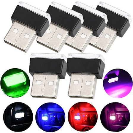 Bil USB -ljus-6PCS bil atmosfär ljus
