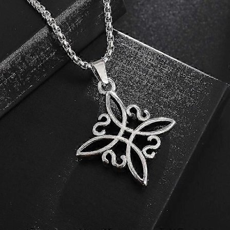 Häxknut Halsband Rostfritt Stål Magisk Knut Pagan Häxkonst Symboler Hänge Keltisk Knut Halsband Smycken Gåvor för Kvinnor