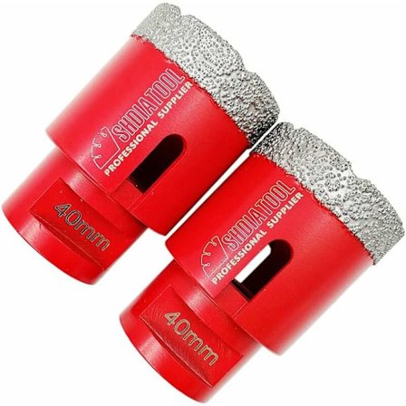 Diamantbor 2 stk. 40mm bor med M14 gevind til tørboring i porcelænsfliser granit marmor KLB