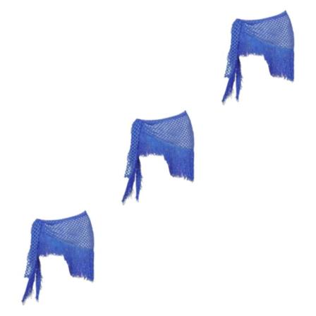 1/2/3 Kvinnor Magdans Hip Scarf Paljetter Dansbälte Tofs Royal Blue 140x41cm 3Set