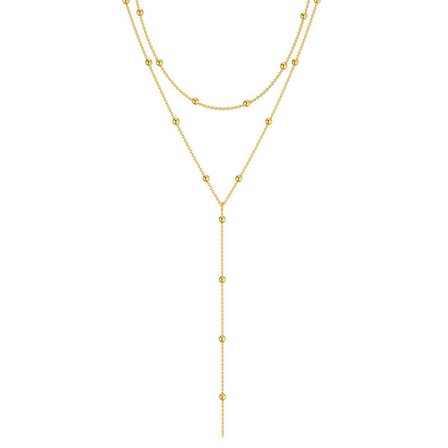 Fashionabelt och enkelt Y-format halsband, mångsidigt temperament, tofsar med runda pärlor, flerlagrad nyckelbenskedja, bröstkedja för kvinnor 1 st