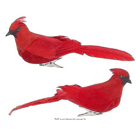 Keinotekoiset punaiset linnut koristeena, söpöt klipsillä joulukuuseen, vaahtoa, 4 kpl - punainen