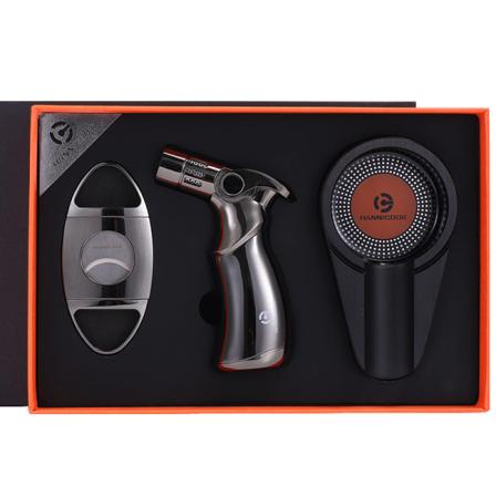 Askebeger Lommelykt Lettere Metall Keramisk Rustfritt stål Sigarkutter Askebeger 659 black luxury three-piece set