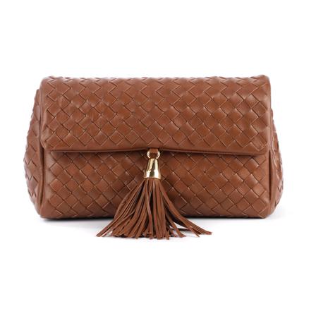 Pons Quintana, Woven leather shoulder bag Brązowy, Kobieta, Rozmiar: ONE Size