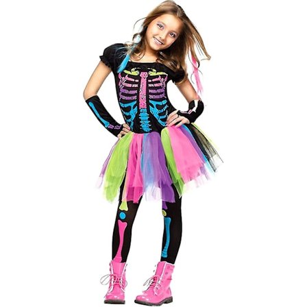 Halloween Skelettdräkt Barn Flickor - Glow In The Dark Outfit för tjejer | Halloween Dress Up, Halloween kostym för barn